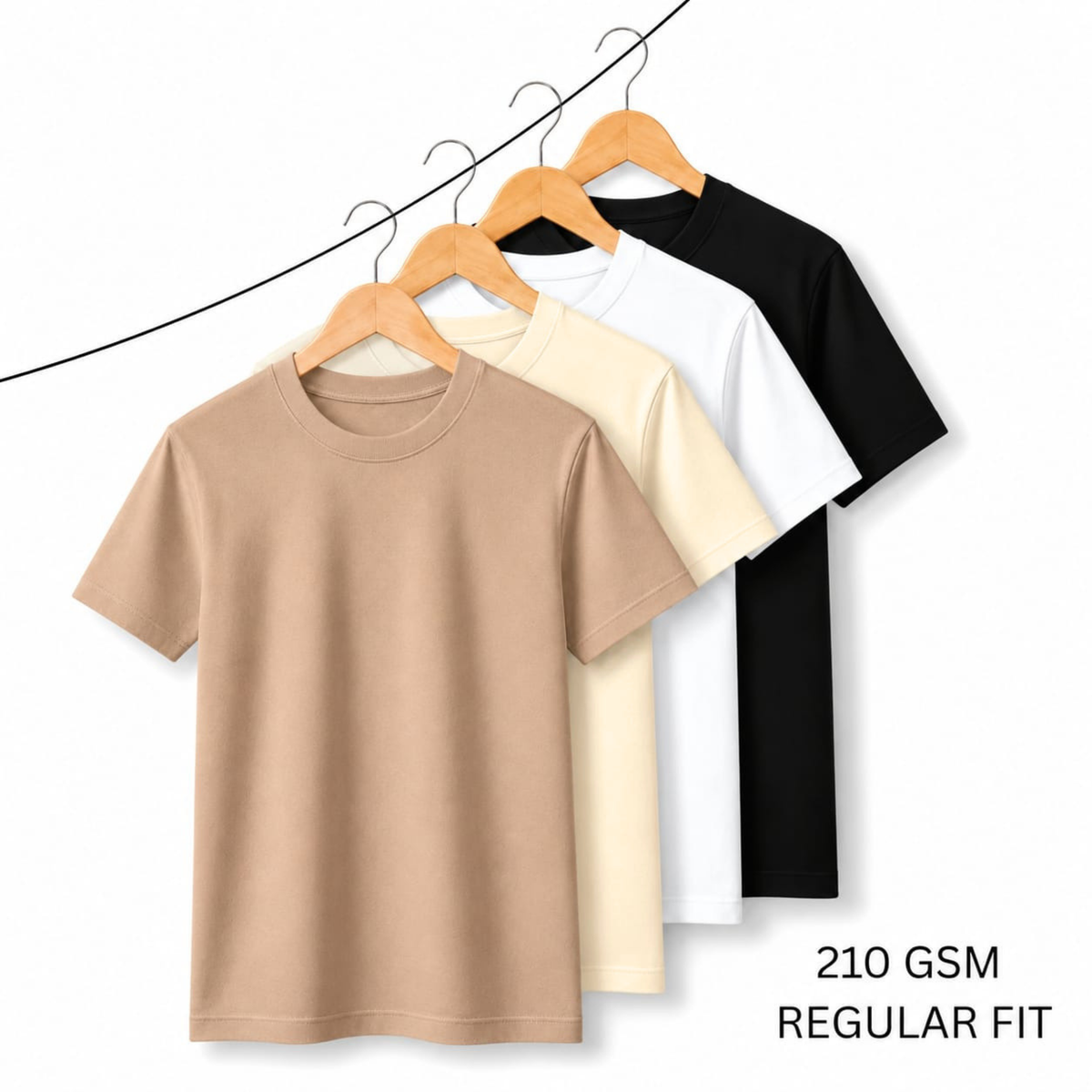 210 GSM Regular Fit T-Shirts | Pack of 4