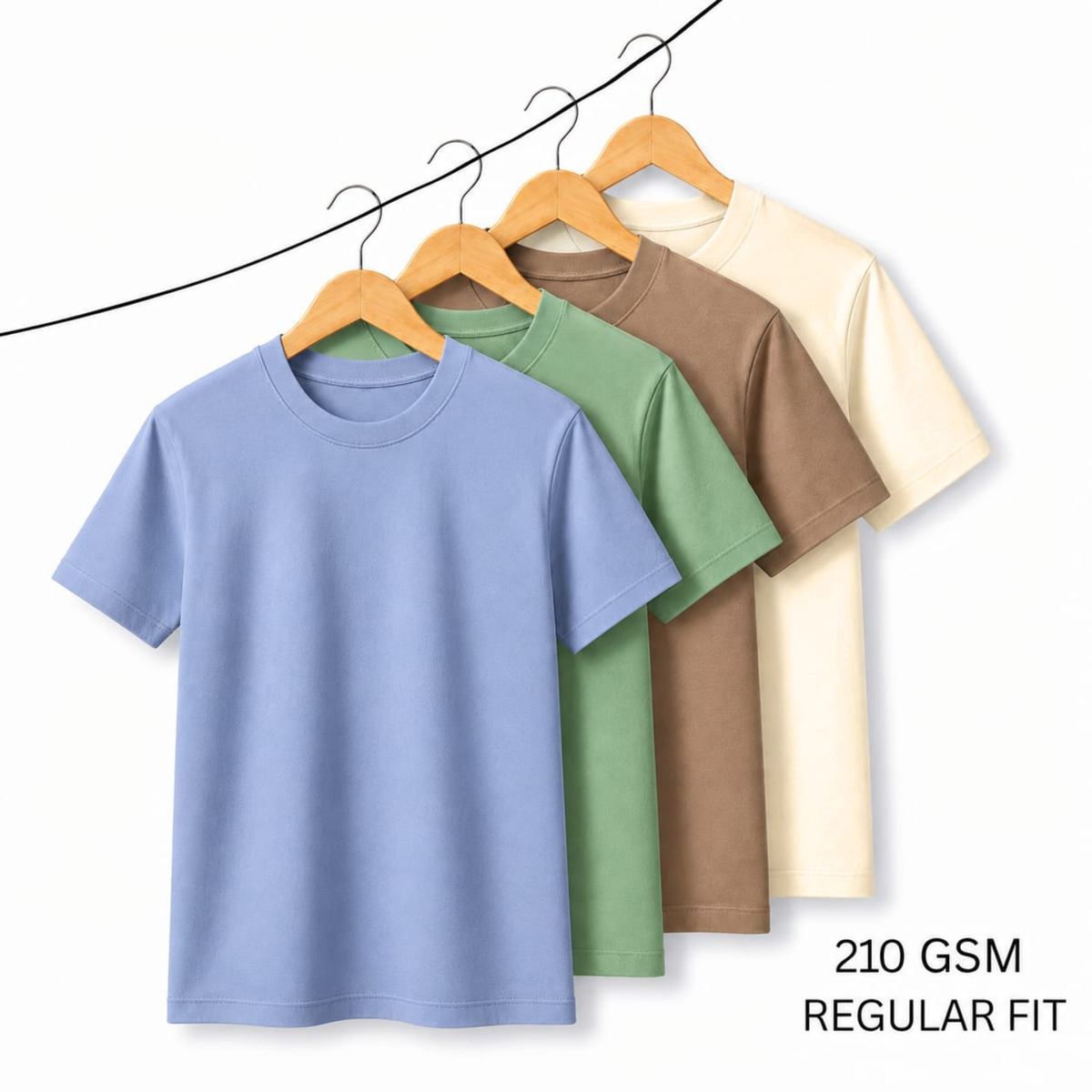 210 GSM Regular Fit T-Shirts | Pack of 4