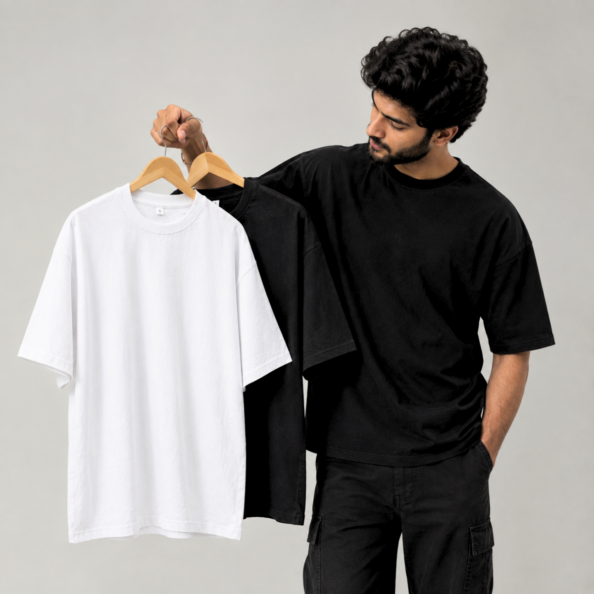 260 GSM Pure Cotton Oversized T-Shirts | Pack of 2