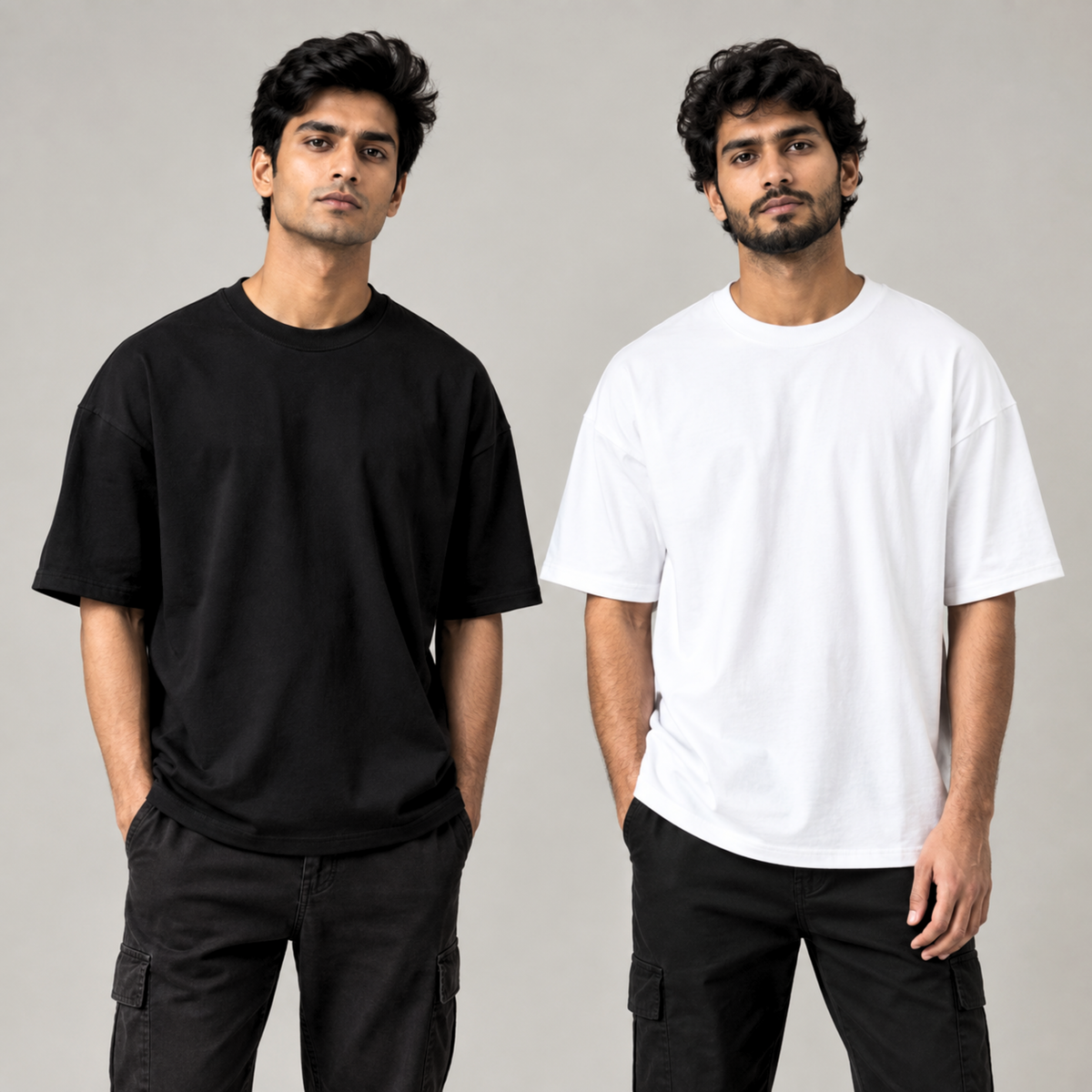 260 GSM Pure Cotton Oversized T-Shirts | Pack of 2