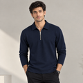 220 GSM Cotton Lycra Full Sleeve Zip Polo T-Shirt