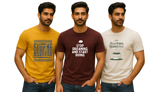 Pack of 3 Graphic T-Shirts – Super Combed Cotton | Soft & Breathable | 100% Cotton | Regular Fit