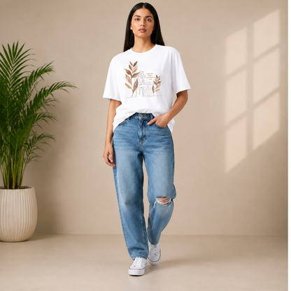 Premium 240 GSM Oversized T-Shirt – Pure Cotton | Coffee & Clarity Premium Tee