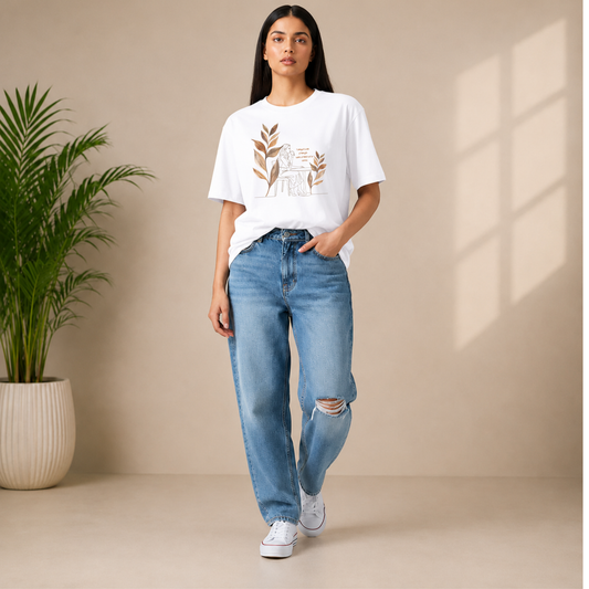 Premium 240 GSM Oversized T-Shirt – Pure Cotton | Coffee & Clarity Premium Tee