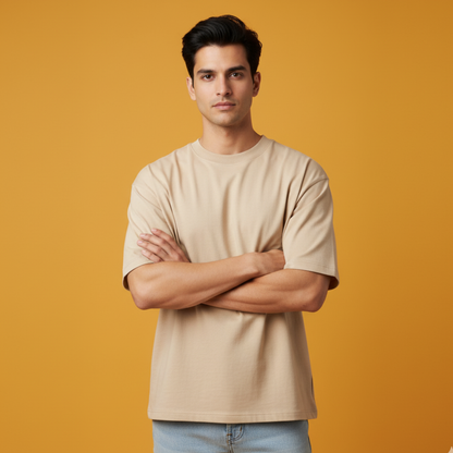 240 GSM French Terry Oversized T-Shirt – Super Combed 100% Cotton | Premium Heavyweight Comfort Fit