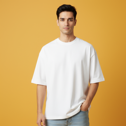 240 GSM French Terry Oversized T-Shirt – Super Combed 100% Cotton | Premium Heavyweight Comfort Fit