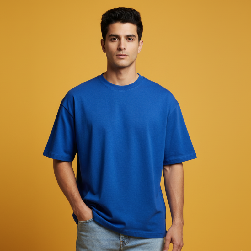 240 GSM French Terry Oversized T-Shirt – Super Combed 100% Cotton | Premium Heavyweight Comfort Fit