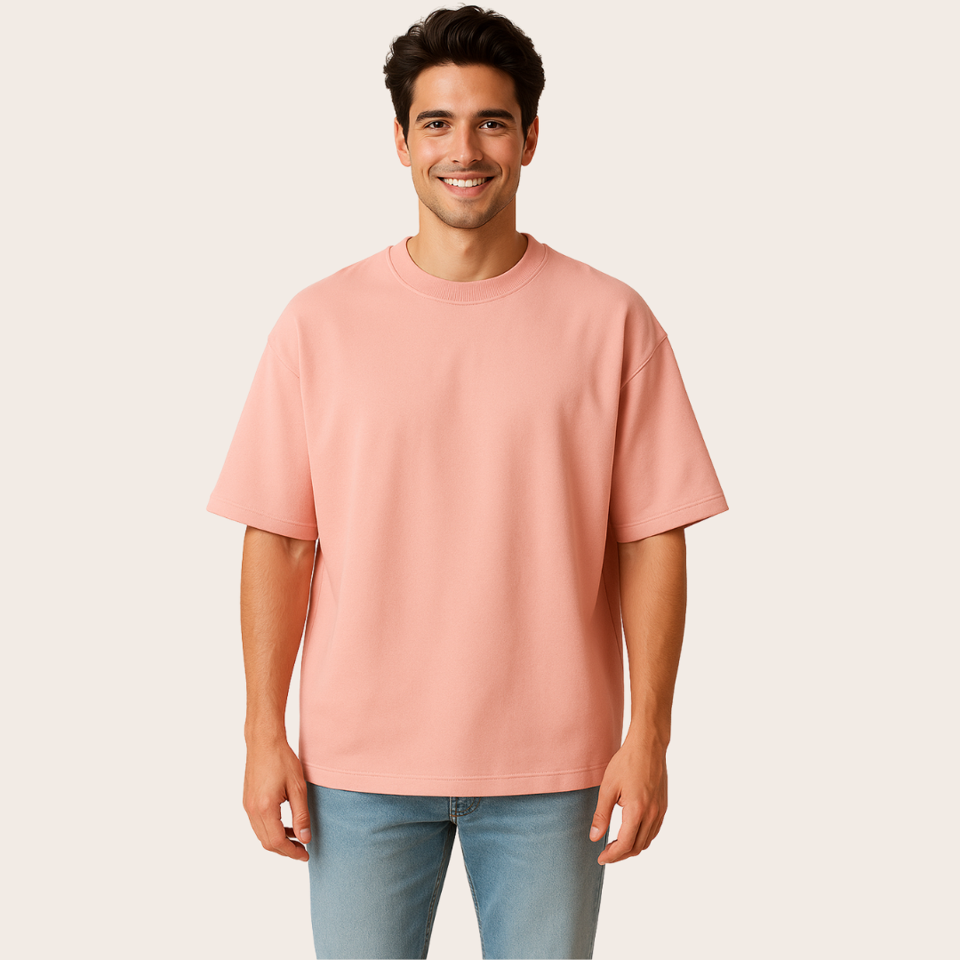 240 GSM French Terry Oversized T-Shirt – Super Combed 100% Cotton | Premium Heavyweight Comfort Fit