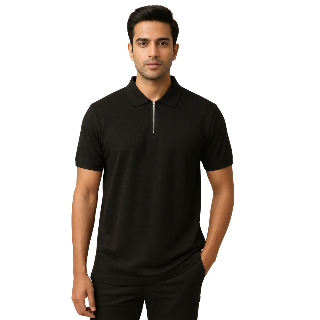 Pique Lycra – Half Zip Polo T-Shirt | 220 GSM Premium Matty-Lycra