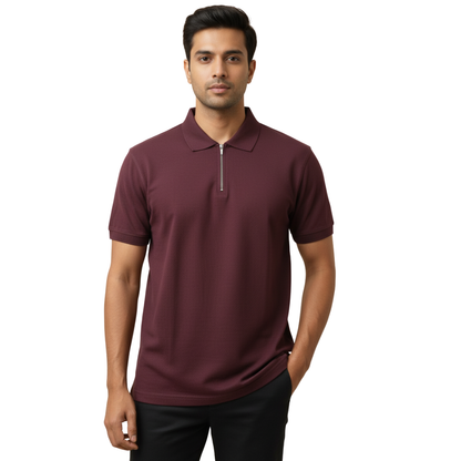 Pique Lycra – Half Zip Polo T-Shirt | 220 GSM Premium Matty-Lycra
