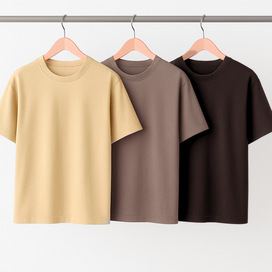 210 GSM Oversized Cotton T-Shirt Combo – Pack of 3 Essentials