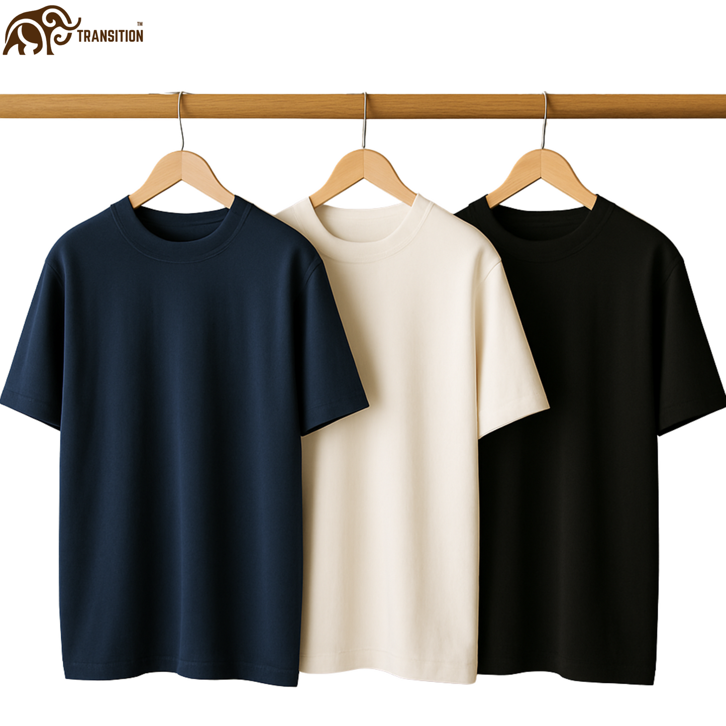 210 GSM Oversized Cotton T-Shirt Combo – Pack of 3 Essentials