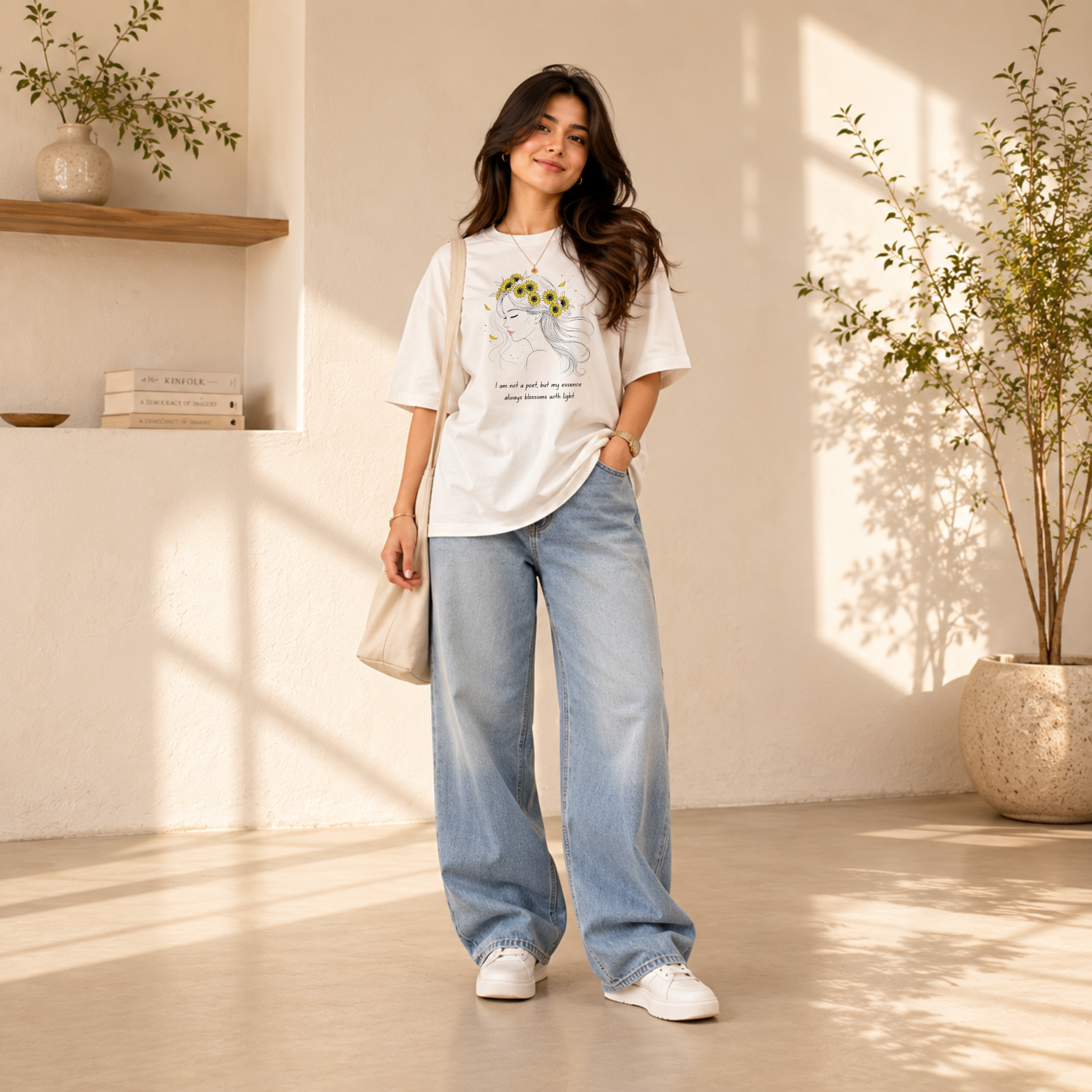 Premium 240 GSM Oversized T-Shirt – Pure Cotton | Sunflower Muse