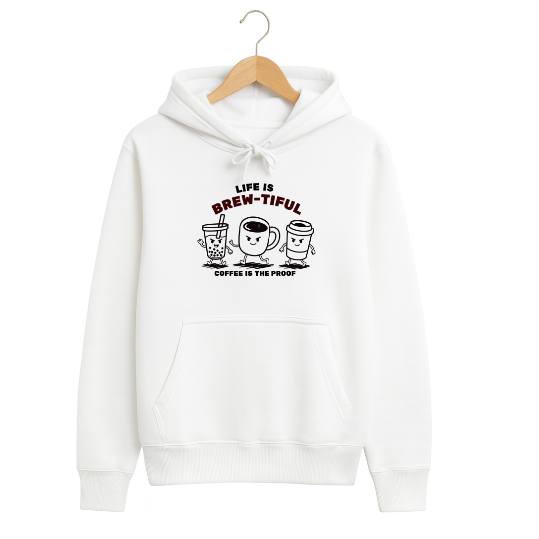 320 GSM Classic Fit Graphic Hoodie – White | Cotton Rich