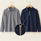 220 GSM full sleeve cotton lycra quarter zip polo T-shirt combo navy and grey pack of 2